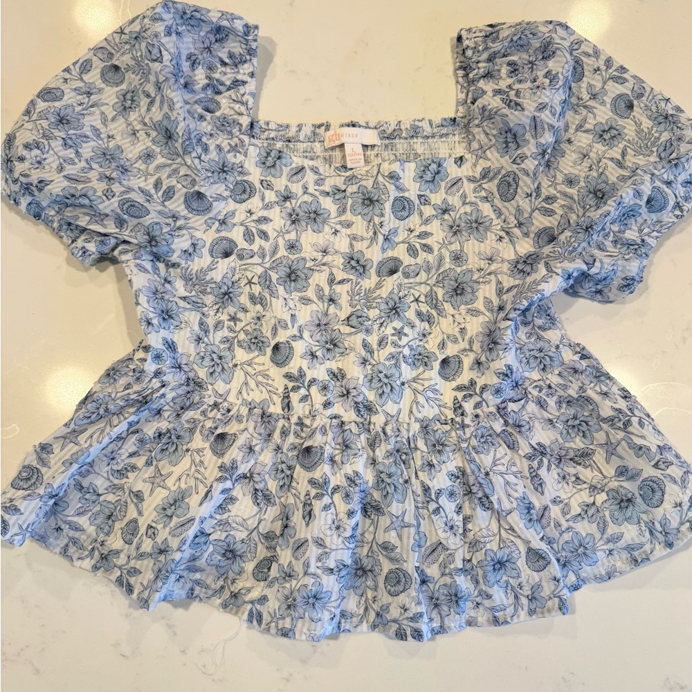 GB Girls- Blue Peplum Girls Top 12/14 L
